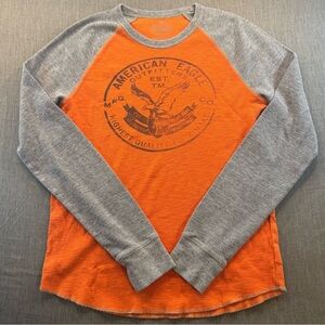 American Eagle Men's Thermal Shirt Size M Orange Long Sleeve Pullover Heritage
